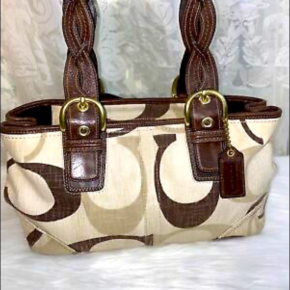 Coach Medium Tote Satchel Bag With Braided Straps